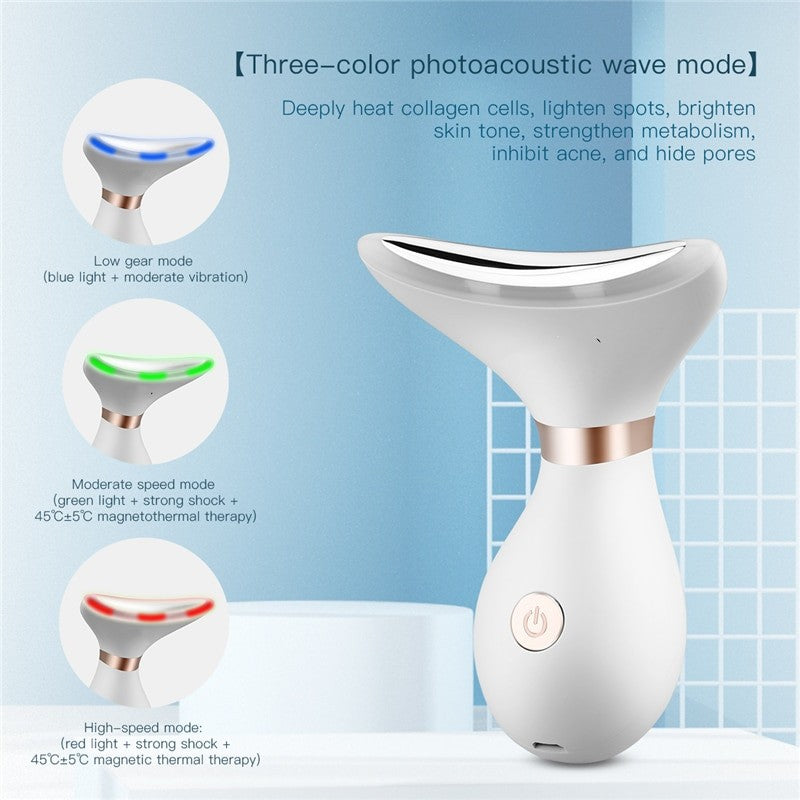 Electric Neck Massager LED Photo Neck Wrinkles Removal Lifting Beauty