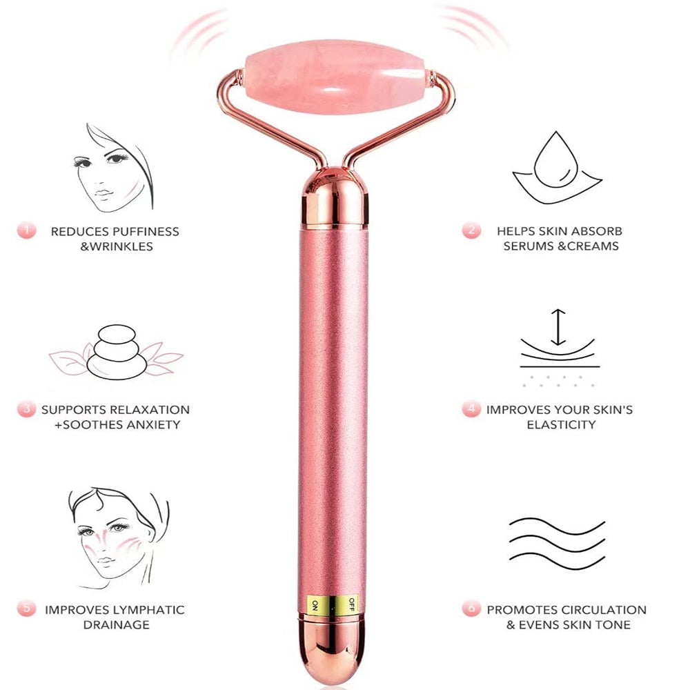 5-in-1 24K Gold Beauty Bar Face Massager Electric Vibrating Rose