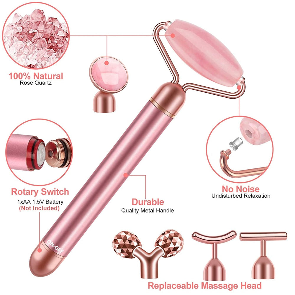 5-in-1 24K Gold Beauty Bar Face Massager Electric Vibrating Rose